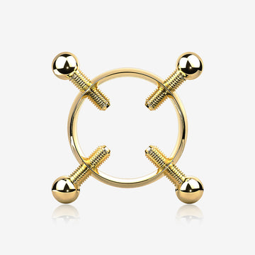Golden Non-Piercing Adjustable Screw Clamp Nipple Ring